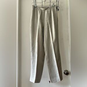 Tao Women's 100% Linen Cream Chevron Stripped Trousers